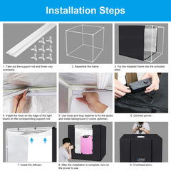 PULUZ 80cm Folding Portable 90W 14000LM High CRI White Light Photo Lighting Studio Shooting Tent Box Kit with 3 Colors Black, White, Orange Backdrops