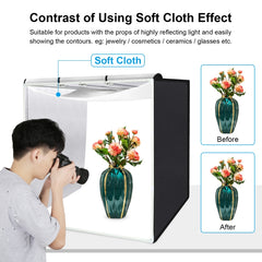 PULUZ 80cm Folding Portable 90W 14000LM High CRI White Light Photo Lighting Studio Shooting Tent Box Kit with 3 Colors Black, White, Orange Backdrops