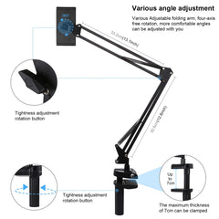 PULUZ Live Broadcast Desktop Arm Stand Suspension Clamp Holder with Tablet PC Clamp