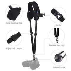PULUZ Quick Release Anti-Slip Soft Pad Nylon Breathable Curved Camera Strap with Metal Hook for SLR / DSLR Cameras