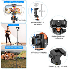 PULUZ 1.3m Phone Selfie Stick Tripod Vlog Live Streaming Holder with Phone Clip