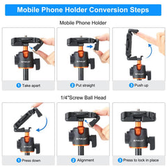 PULUZ 1.3m Phone Selfie Stick Tripod Vlog Live Streaming Holder with Phone Clip