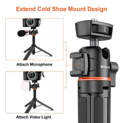 PULUZ Mini Phone Camera Extension Tripod Stand 360 Degree Ball Head Cold Shoe Selfie Stick