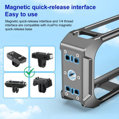 For Insta360 X4 PULUZ Aluminum Alloy Protective Cage Rig Expand Cold Shoe Housing Frame