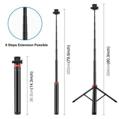PULUZ 2m 8-section Aluminum Alloy Broadcast Fill Light Bracket Telescopic Tripod