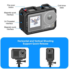 For DJI Osmo Action 5 Pro / 4 / 3 PULUZ All-inclusive Aluminum Alloy Cage Expansion Adapter Frame with Lens Cover