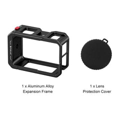For DJI Osmo Action 5 Pro / 4 / 3 PULUZ All-inclusive Aluminum Alloy Cage Expansion Adapter Frame with Lens Cover