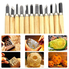 12 PCS / Set Assorted Wood Carving Tools Set with Stainless Steel Blade and Wood Handle, 12 PCS / Set Wood Carving