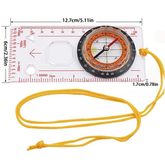 2 in 1 Compass with Map Measuring Ruler Lanyard Emergency Survival Tool