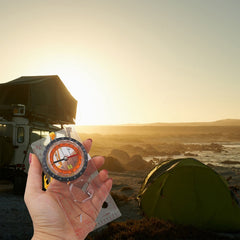 2 in 1 Compass with Map Measuring Ruler Lanyard Emergency Survival Tool