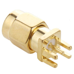 10 PCS Gold Plated SMA Male Jack Socket PCB Edge Mount Solder 0.62 inch RF Connector Adapter, SMA Male Jack Socket