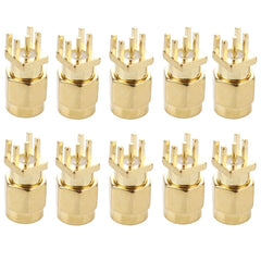 10 PCS Gold Plated SMA Male Jack Socket PCB Edge Mount Solder 0.62 inch RF Connector Adapter, SMA Male Jack Socket