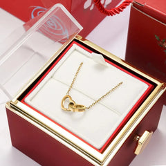 2024 New Valentine's Day Gift Custom for Women Double Heart Engraved Name Steel Necklace Eternal Rose Box Wedding Ring Box