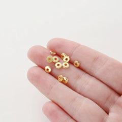 14K/18K Gold Plated 10-30Pcs 3/4/5/6/8mm Spacer Beads for DIY Necklace Bracelet Jewelry Making Supplies Accessories Wholesale
