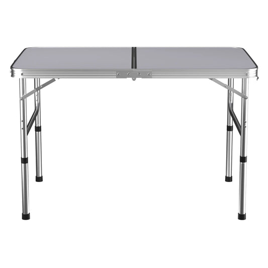 Picnic Folding Table Aluminium Foldable Adjustable Portable White Camping Table with Carrying Handle 90x60x37/67cm