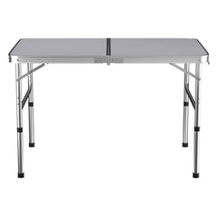 Picnic Folding Table Aluminium Foldable Adjustable Portable White Camping Table with Carrying Handle 90x60x37/67cm