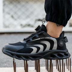 Rotary Buckle Work Sneakers Protective Shoes Lightweight Safety Shoes Puncture-Proof Anti-smash Steel Toe Shoes Work Boots Men
