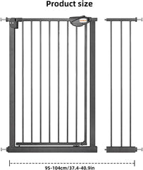UBRAVOO Baby Gate for Doors and Stairs, Height 100 cm, Safety Pet Gate, Automatic Closure, Triple Locking