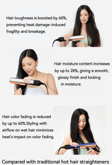 2-in-1 Hair Straightener and Dryer Combo - Negative Ion Heating Flat Iron for Quick, Long - Lasting Hair Styling at Home,salon