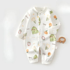 Baby Onesie 100% Cotton Boys Girls Long Sleeve Romper Infant Cute Printed Fruit Onesie Pajamas 1-3-6-9M Four Season Universal