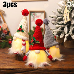 1~4pcs 2024 Christmas Doll Elf Knitted Gnome with Led Night Light Christmas Decorations for Home Xmas Navidad New Year 2025 Gift