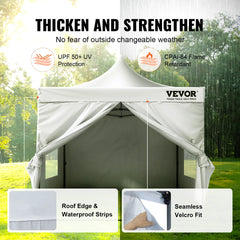 VEVOR 10x10 FT Pop up Canopy with Removable Sidewalls Portable Gazebo & Wheeled Bag UV Resistant Waterproof Tent for Patio