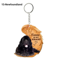 1 Piece 23 Style Dog Forever In My Heart Angel Pendant Bag Key Chains Car Keychain Keyring Pet Jewelry Gift For Women Girls
