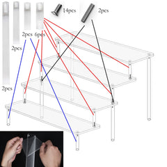 Acrylic Riser Display Stand Perfume Organizer Shelves for Amiibo Funko Figures Toys Cupcake Desserts Collection Cosmetic Jewelry