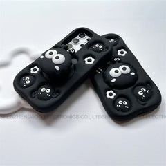3D Black briquettes Grip Tok Holder Silicon Soft Phone Case For Samsung Galaxy S25 Ultra S24 S23 Ultra S21 FE