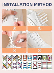 16pcs/lot Silicone Shoelaces No Tie Shoelaces 12 colors Elastic Lace Shoelace Creative Lazy Silicone Laces Rubber Lace