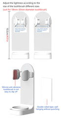 Adjustable Toothbrush Holder Electric Toothbrush Base Silicone Non-slip Wall Mount Brush Body Rack Adapt 99%
