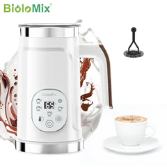 BioloMix Upgraded 5-in-1 LED Touch Screen Milk Frother for Lattes & Coffee, Hot And Cold Foam Maker