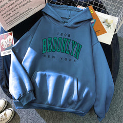 1898 Brooklyn New York Printed Women Hoodies Fashion Fleece Hoody Creativity Pullover Clothing Street Loose Sweatshirts Women'S