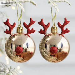 2pcs Elk Christmas Balls Ornaments Xmas Tree Hanging Bauble Pendant Christmas Decorations for Home New Year Party Navidad 2024