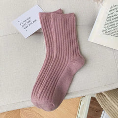 2024 New Winter Cashmere Wool Women Socks Casual japanese fashion Solid Color Thicker Long Sock Girls Thermal Warm Crew Sock