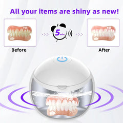 Home appliance mini portable rechargeable denture ultrasonic cleaner with uv sterilizer for daily disinfeciton