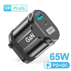 USLION 65W GaN USB C Charger Quick Charge Korea EU US Plug PD USB-C TypeC Fast USB Charger For iPhone 14 Xiaomi Samsung Macbook