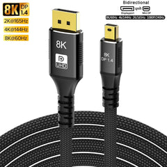 8K Mini DisplayPort to DisplayPort Cable DP1.4 8K 60Hz Bi-Directional Transmission DP to Mini DP Cables for MacBook Air Monitor