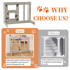 Tempered Glass Dog Gate Adjustable Length From 77 to 100cm Pet Door Gate Barrier Fence Panels