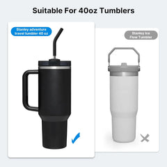 Stainless Steel Straw with Silicone Tip for Stanley Cup 2Pcs Replacement Straws for Stanley 40oz/30oz Tumbler 1Pcs Straw Brush