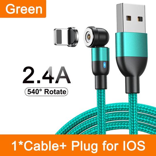 AUFU Magnetic Cable 3M 540 Rotate Magnet Charger Micro USB Type C Cable Mobile Phone Wire Cord For iPhone Samsung Xiaomi Redmi