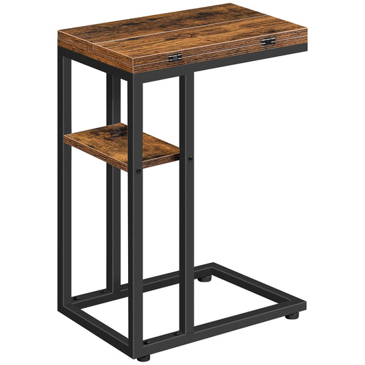C Shaped Side Table, Foldable Sofa Side Table, Bedside Snack Table Laptop Holder Table for Sofa, Small Spaces Small Coffee Table
