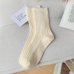 2024 New Winter Cashmere Wool Women Socks Casual japanese fashion Solid Color Thicker Long Sock Girls Thermal Warm Crew Sock