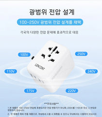 LENCENT Universal Travel Adapter with 3 USB Ports 1Type-C PD Charging All-in-one Travel Adapter EU/UK/USA/AUS Plug for Travel