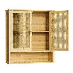 Bathroom Cabinet Wall Mounted Bamboo Storage Organizer Medicine Cabinet Unit Kitchen Shelf