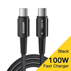 Essager 240W Super Fast Charge Type-C 67W Cable Quick Charge USB Cable 6A For Xiaomi 12Pro Redmi K50 Note 11Pro Black Shark 5Pro