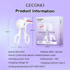 GECOMO Frameless Heated Eyelash Curler Intelligent Temperature Control Rechargeable Eyelash Long-lasting Curling Device