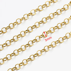 No Fade 2Meters Stainless Steel Chains for Jewelry Making DIY Necklace Bracelet Accessories Gold Chain Lips Beads Beaded Chain