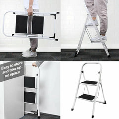 DayPlus Safety Folding Step Stool 2-4 Step Ladder Portable Foldable Stepladder Anti Slip Feet for Indoor Outdoor Home Office