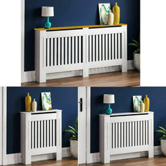 BRIEFNESS Radiator cover Wooden wall-mounted White painted MDF cupboard heater cover Modern heating cover Barbecue cabinet shelf